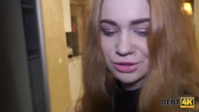 Debt4k: Fiery Redhead F**ks Her Way Out of Financial Trouble