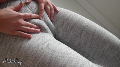 Step Sis' Workout Surprise: Cotton Cameltoe and a Wet Finish