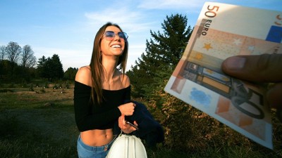 Busty Teen Sucks Strangers Dick for Extra Money in Public (+18)