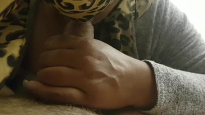 Arab HIjabi Mature Slurping on White big Cock