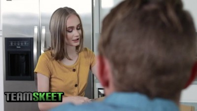 Petite Blonde Cutie Shows off Tight Pussy for Stepbro
