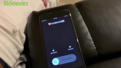 Blonde Cougar Answers Phone Call from Husband