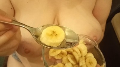 LadyOfDiamonds - Redhead Mature Milks Sperm onto her Banana Dessert