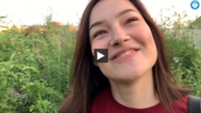 Public outdoor blowjob with creampie from shy girl in the bushes