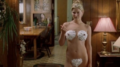 Blonde Babe Celebrity Boobs Covered in Whipped Cream
