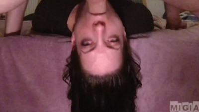 Irregular blowjob girl's throat split