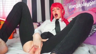 Makima made you watch while she fuck her pussy