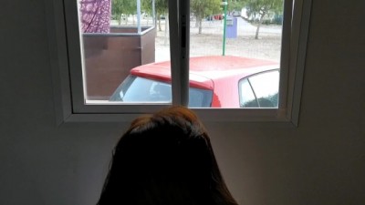 HE FUCKS ME IN FRONT OF THE WINDOW IN A NUDIST CAMPING WHILE