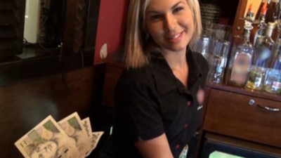 Gorgeous Blonde Bartender Is Talked Into Having Sex At Work Public