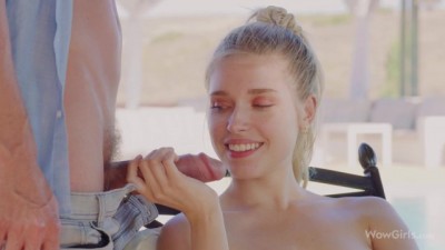 blonde babe fucked and fucked by the pool