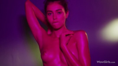 horny girl's solo sex in the studio