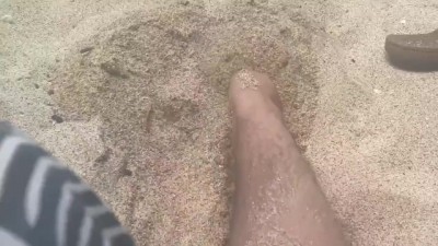 Sexy Beach Feet Tease: Sand Rubbing Pleasure