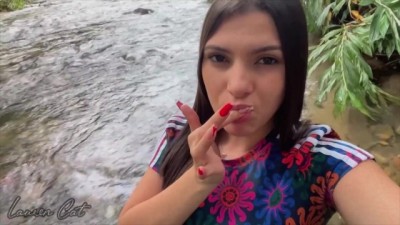 Caught My Dirty Stepsister in the Waterfall: She Begged for My Cum